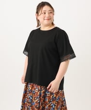 OLKGA24079 eur3(エウルキューブ) 【WEB先行販売】【大きいサイズ/接触冷感】レーシースリーブカットソー ブラック(94)