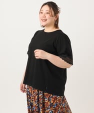 OLKGA24079 eur3(エウルキューブ) 【WEB先行販売】【大きいサイズ/接触冷感】レーシースリーブカットソー ブラック(94)