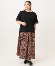 OLKGA24079 eur3(エウルキューブ) 【WEB先行販売】【大きいサイズ/接触冷感】レーシースリーブカットソー ブラック(94)