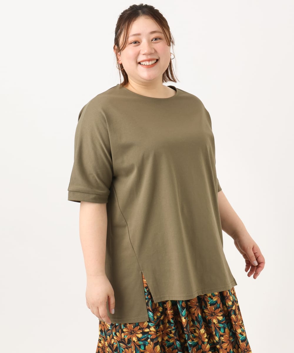 OLKGA29069 eur3(エウルキューブ) 【大きいサイズ】ゆるシルエットプルオーバー カーキ(36)