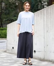 OLKGA43069 eur3(エウルキューブ) 【大きいサイズ】ぽこぽこギンガムカットソー ライトブルー(50)