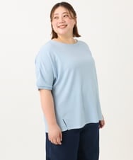 OLKGA43069 eur3(エウルキューブ) 【大きいサイズ】ぽこぽこギンガムカットソー ライトブルー(50)