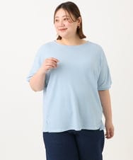 OLKGA43069 eur3(エウルキューブ) 【大きいサイズ】ぽこぽこギンガムカットソー ライトブルー(50)