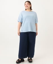 OLKGA43069 eur3(エウルキューブ) 【大きいサイズ】ぽこぽこギンガムカットソー ライトブルー(50)
