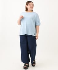 OLKGA43069 eur3(エウルキューブ) 【大きいサイズ】ぽこぽこギンガムカットソー ライトブルー(50)