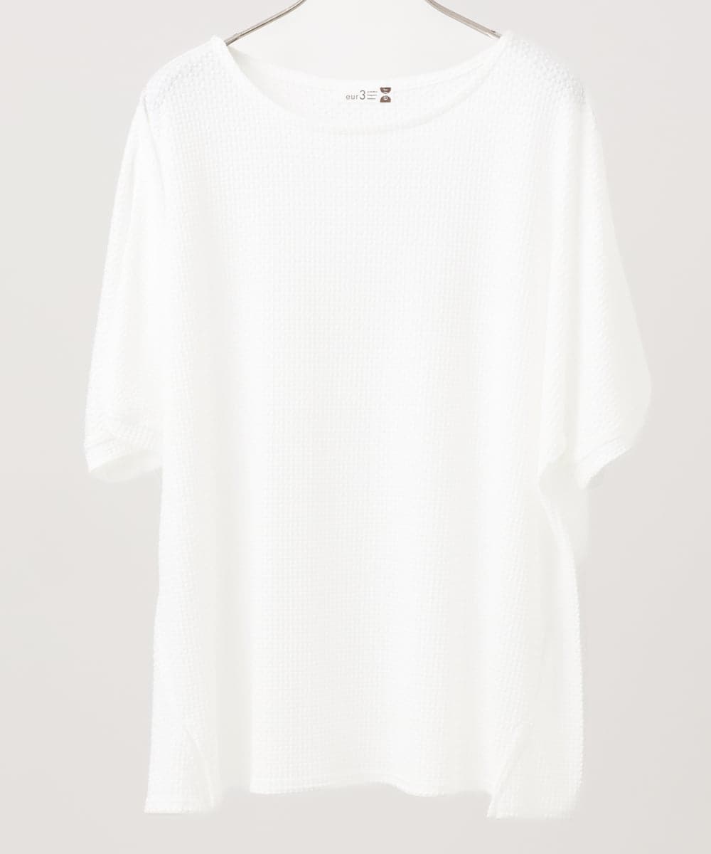 OLKGA43069 eur3(エウルキューブ) 【大きいサイズ】ぽこぽこギンガムカットソー ホワイト(90)
