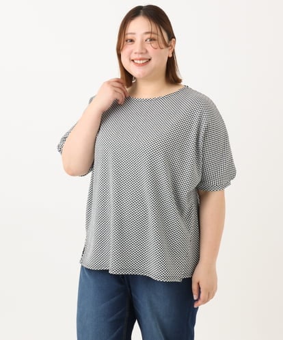 OLKGA43069 eur3 【大きいサイズ】ぽこぽこギンガムカットソー