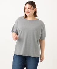 OLKGA43069 eur3(エウルキューブ) 【大きいサイズ】ぽこぽこギンガムカットソー ブラック(94)