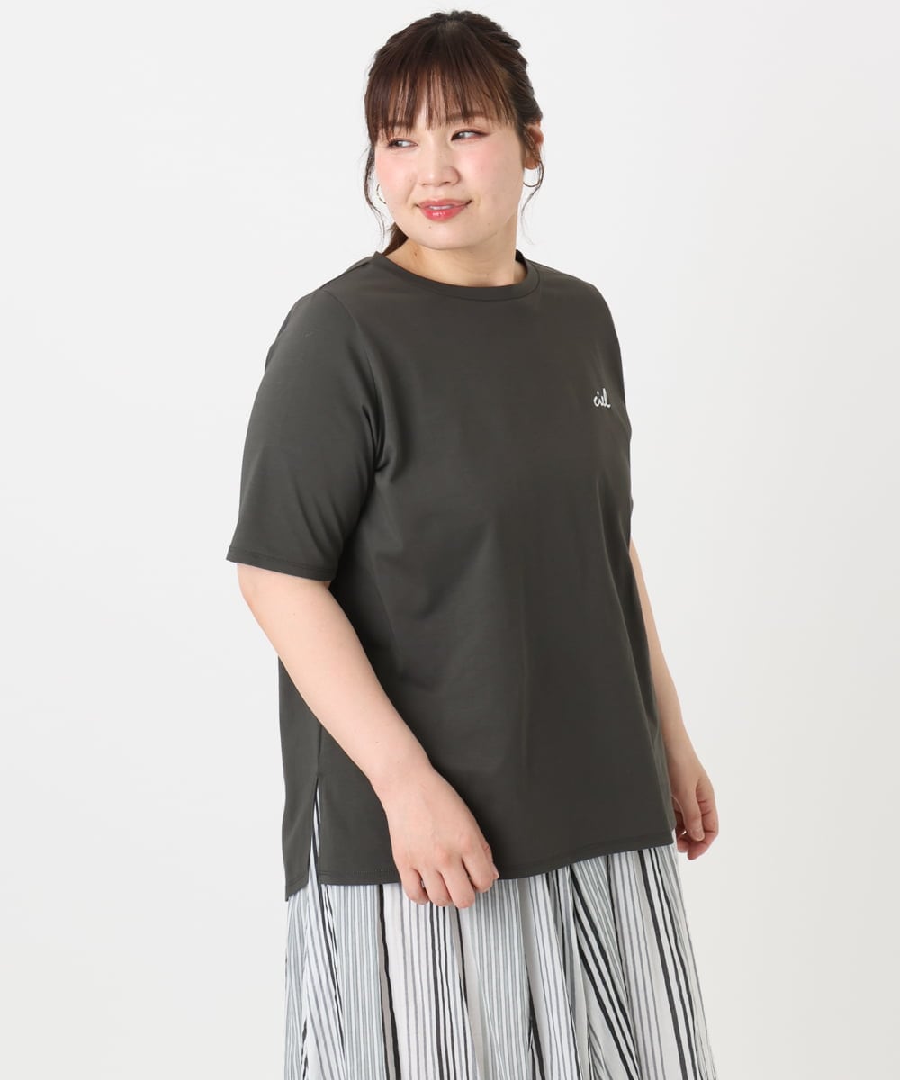 OLKGA44064 eur3(エウルキューブ) 【大きいサイズ/機能素材アイテム】汗染み防止Tシャツ ダークグレー(93)