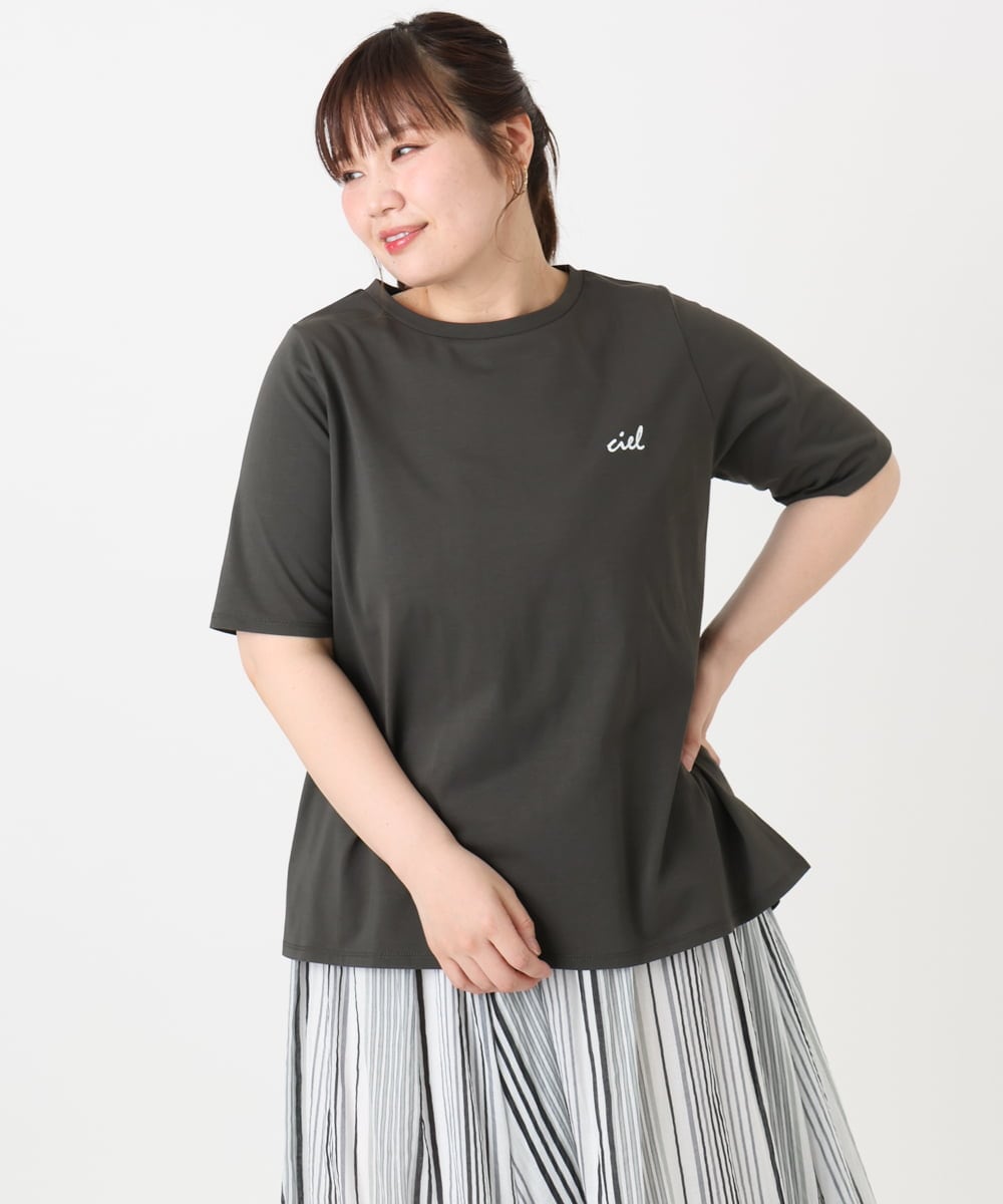 OLKGA44064 eur3(エウルキューブ) 【大きいサイズ/機能素材アイテム】汗染み防止Tシャツ ダークグレー(93)