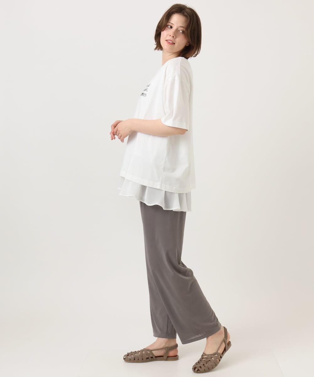 OLKGD26059 eur3(エウルキューブ) 【WEB先行販売】【大きいサイズ/機能素材】フロッキーロゴTシャツ アイボリー