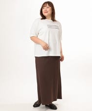 OLKGD26059 eur3(エウルキューブ) 【WEB先行販売】【大きいサイズ/機能素材】フロッキーロゴTシャツ アイボリー