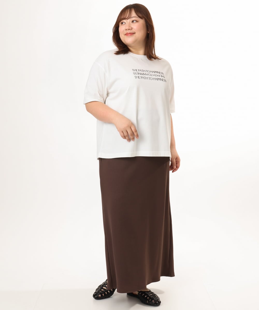 OLKGD26059 eur3(エウルキューブ) 【WEB先行販売】【大きいサイズ/機能素材】フロッキーロゴTシャツ アイボリー