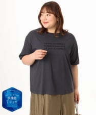 OLKGD26059 eur3(エウルキューブ) 【WEB先行販売】【大きいサイズ/機能素材】フロッキーロゴTシャツ ダークグレー