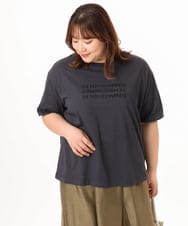 OLKGD26059 eur3(エウルキューブ) 【WEB先行販売】【大きいサイズ/機能素材】フロッキーロゴTシャツ ダークグレー