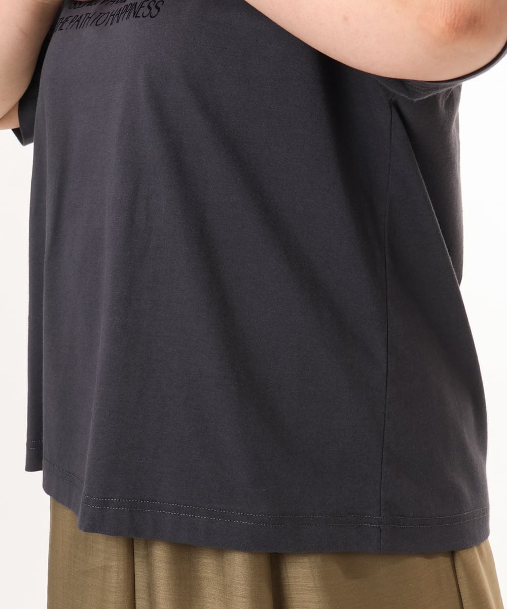 OLKGD26059 eur3(エウルキューブ) 【WEB先行販売】【大きいサイズ/機能素材】フロッキーロゴTシャツ ダークグレー