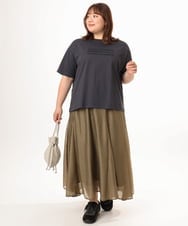 OLKGD26059 eur3(エウルキューブ) 【WEB先行販売】【大きいサイズ/機能素材】フロッキーロゴTシャツ ダークグレー
