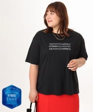 OLKGD26059 eur3(エウルキューブ) 【WEB先行販売】【大きいサイズ/機能素材】フロッキーロゴTシャツ ブラック