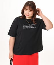 OLKGD26059 eur3(エウルキューブ) 【WEB先行販売】【大きいサイズ/機能素材】フロッキーロゴTシャツ ブラック