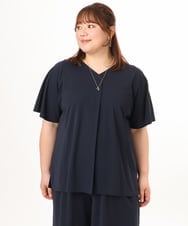 OLKGD27079 eur3(エウルキューブ) 【WEB先行販売】【大きいサイズ/接触冷感/セットアップ対応】Vネックジャージートップス ネイビー