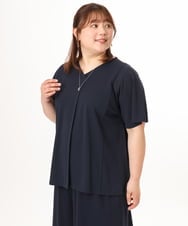 OLKGD27079 eur3(エウルキューブ) 【WEB先行販売】【大きいサイズ/接触冷感/セットアップ対応】Vネックジャージートップス ネイビー
