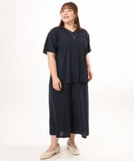 OLKGD27079 eur3(エウルキューブ) 【WEB先行販売】【大きいサイズ/接触冷感/セットアップ対応】Vネックジャージートップス ネイビー