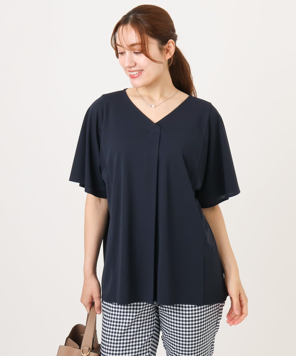 OLKGD27079 eur3(エウルキューブ) 【大きいサイズ/接触冷感/セットアップ対応】Vネックジャージートップス ネイビー