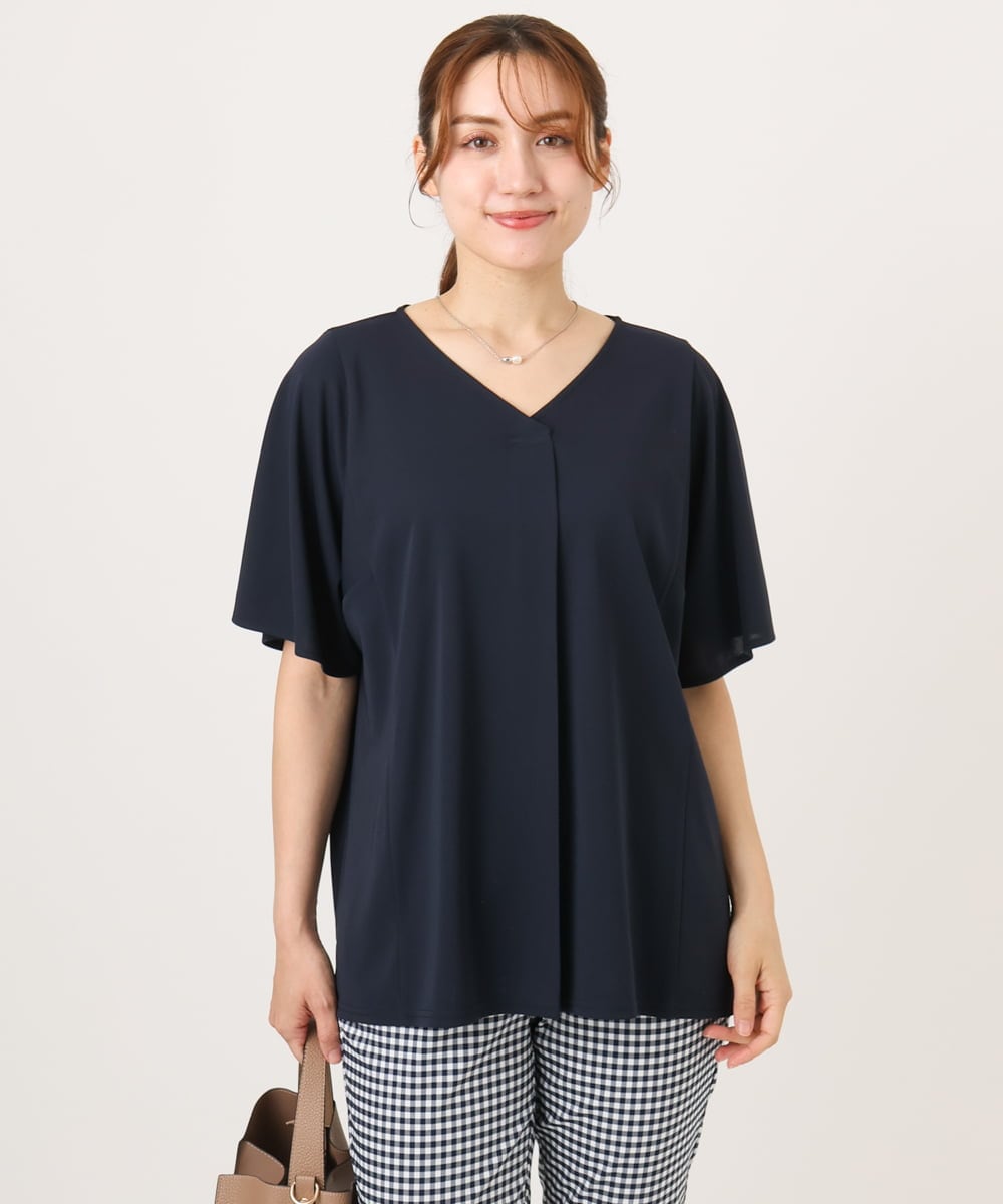 OLKGD27079 eur3(エウルキューブ) 【大きいサイズ/接触冷感/セットアップ対応】Vネックジャージートップス ネイビー