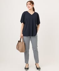 OLKGD27079 eur3(エウルキューブ) 【大きいサイズ/接触冷感/セットアップ対応】Vネックジャージートップス ネイビー