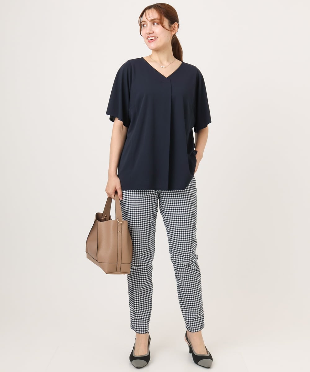 OLKGD27079 eur3(エウルキューブ) 【大きいサイズ/接触冷感/セットアップ対応】Vネックジャージートップス ネイビー