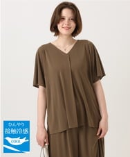 OLKGD27079 eur3(エウルキューブ) 【WEB先行販売】【大きいサイズ/接触冷感/セットアップ対応】Vネックジャージートップス モカ
