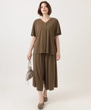 OLKGD27079 eur3(エウルキューブ) 【WEB先行販売】【大きいサイズ/接触冷感/セットアップ対応】Vネックジャージートップス モカ