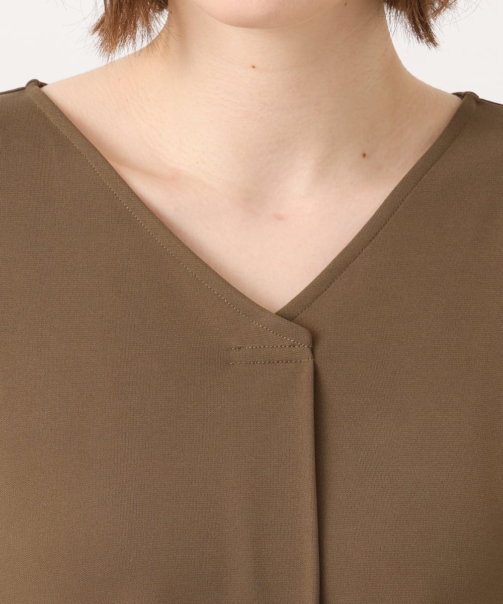 OLKGD27079 eur3(エウルキューブ) 【WEB先行販売】【大きいサイズ/接触冷感/セットアップ対応】Vネックジャージートップス モカ