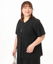 OLKGD27079 eur3(エウルキューブ) 【WEB先行販売】【大きいサイズ/接触冷感/セットアップ対応】Vネックジャージートップス ブラック