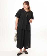 OLKGD27079 eur3(エウルキューブ) 【WEB先行販売】【大きいサイズ/接触冷感/セットアップ対応】Vネックジャージートップス ブラック