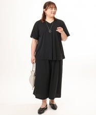 OLKGD27079 eur3(エウルキューブ) 【WEB先行販売】【大きいサイズ/接触冷感/セットアップ対応】Vネックジャージートップス ブラック