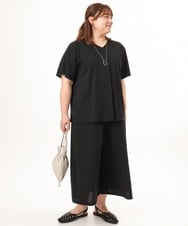 OLKGD27079 eur3(エウルキューブ) 【WEB先行販売】【大きいサイズ/接触冷感/セットアップ対応】Vネックジャージートップス ブラック