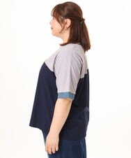 OLKGD29069 eur3(エウルキューブ) 【WEB先行販売】【大きいサイズ/接触冷感】カラーブロッキングトップス ネイビー