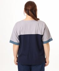 OLKGD29069 eur3(エウルキューブ) 【WEB先行販売】【大きいサイズ/接触冷感】カラーブロッキングトップス ネイビー