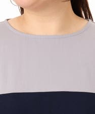 OLKGD29069 eur3(エウルキューブ) 【WEB先行販売】【大きいサイズ/接触冷感】カラーブロッキングトップス ネイビー