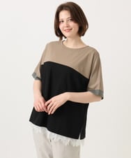 OLKGD29069 eur3(エウルキューブ) 【WEB先行販売】【大きいサイズ/接触冷感】カラーブロッキングトップス ブラック