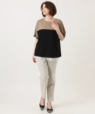 OLKGD29069 eur3(エウルキューブ) 【WEB先行販売】【大きいサイズ/接触冷感】カラーブロッキングトップス ブラック