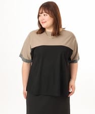 OLKGD29069 eur3(エウルキューブ) 【WEB先行販売】【大きいサイズ/接触冷感】カラーブロッキングトップス ブラック