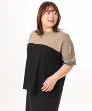 OLKGD29069 eur3(エウルキューブ) 【WEB先行販売】【大きいサイズ/接触冷感】カラーブロッキングトップス ブラック