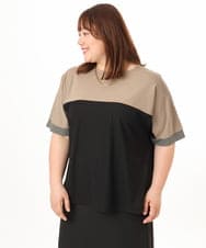 OLKGD29069 eur3(エウルキューブ) 【WEB先行販売】【大きいサイズ/接触冷感】カラーブロッキングトップス ブラック