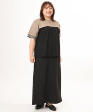 OLKGD29069 eur3(エウルキューブ) 【WEB先行販売】【大きいサイズ/接触冷感】カラーブロッキングトップス ブラック