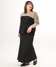 OLKGD29069 eur3(エウルキューブ) 【WEB先行販売】【大きいサイズ/接触冷感】カラーブロッキングトップス ブラック