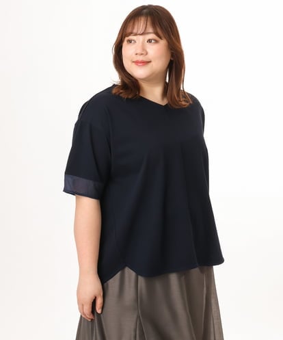 OLKGD33059 eur3 【WEB先行販売】【大きいサイズ】Vネック袖シア―トップス