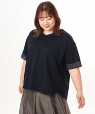 OLKGD33059 eur3(エウルキューブ) 【WEB先行販売】【大きいサイズ】Vネック袖―シア―トップス ネイビー