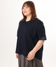 OLKGD33059 eur3(エウルキューブ) 【WEB先行販売】【大きいサイズ】Vネック袖―シア―トップス ネイビー